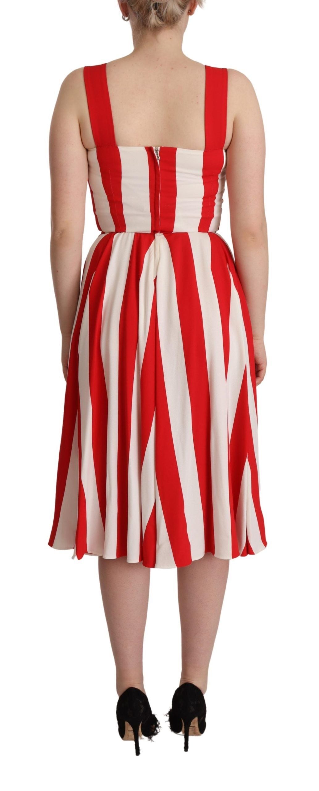 Robe Dolce & Gabbana trapèze stretch blanc et rouge