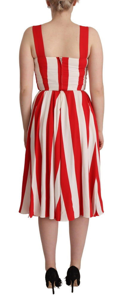 Robe Dolce & Gabbana trapèze stretch blanc et rouge
