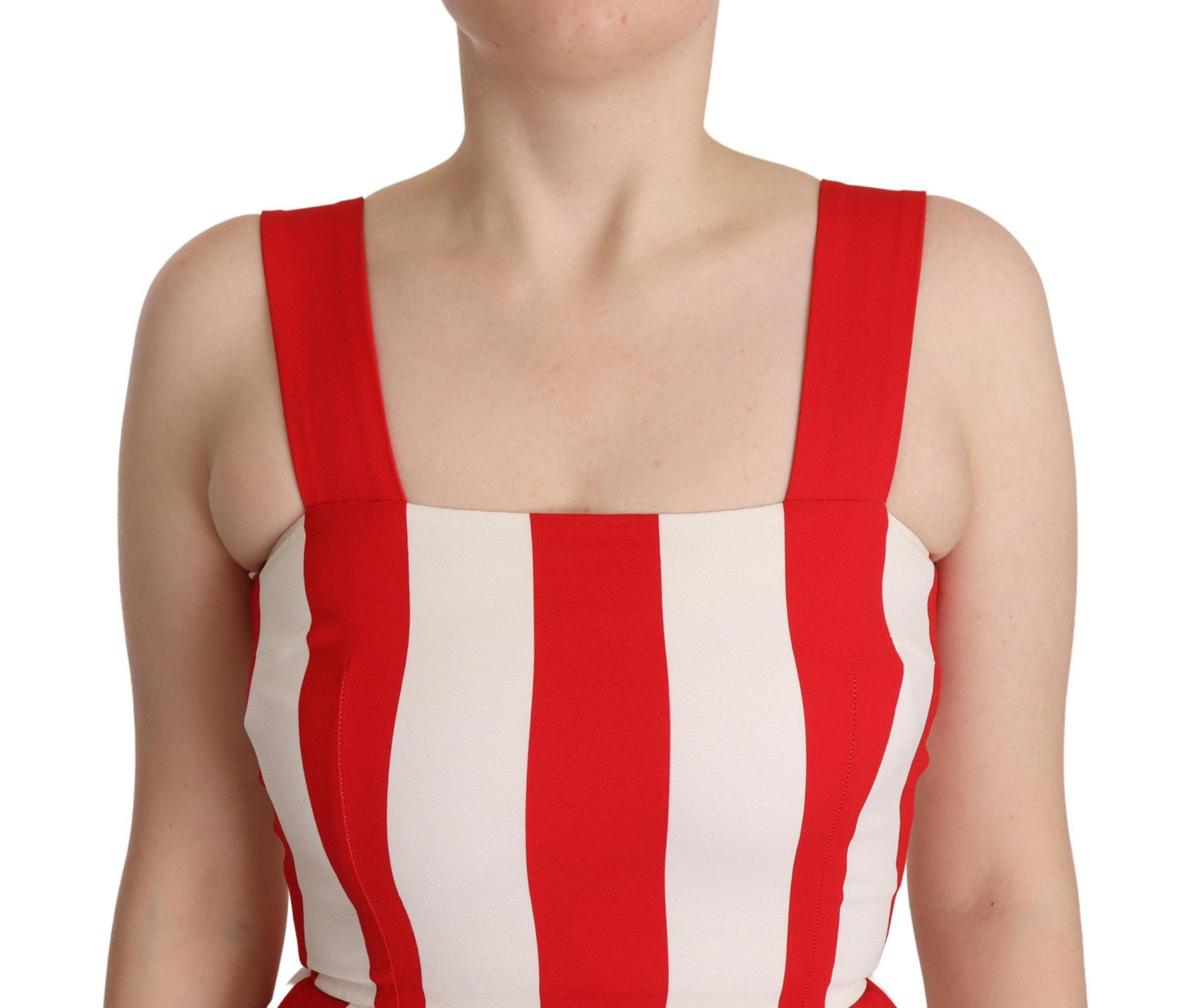 Robe Dolce & Gabbana trapèze stretch blanc et rouge