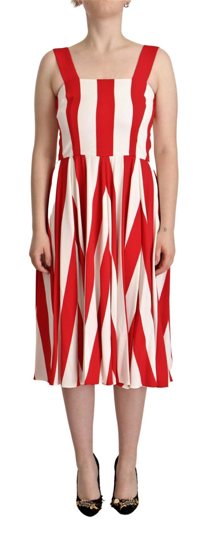 Robe Dolce & Gabbana trapèze stretch blanc et rouge