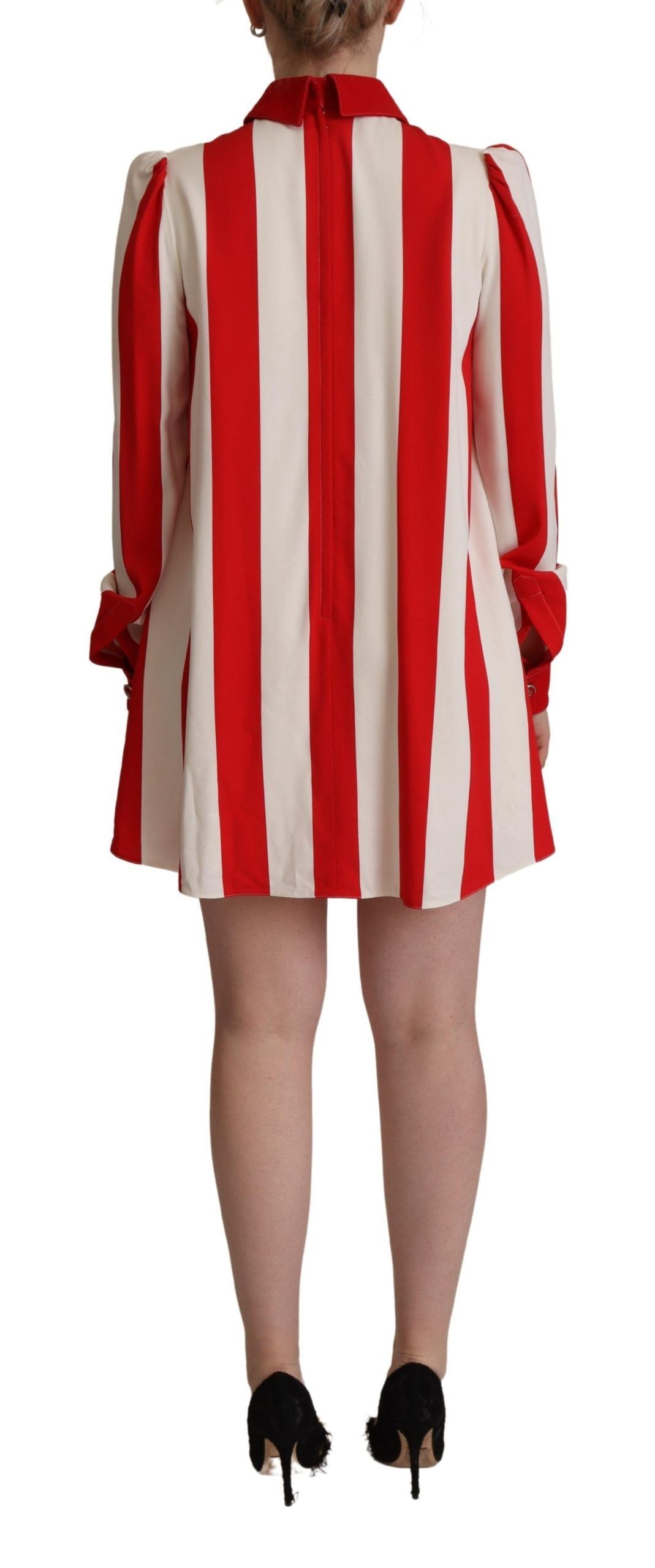 Robe chemise mini Dolce & Gabbana en tissu stretch blanc et rouge