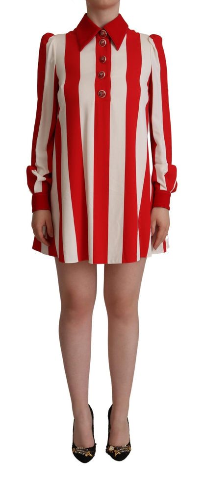 Robe chemise mini Dolce & Gabbana en tissu stretch blanc et rouge