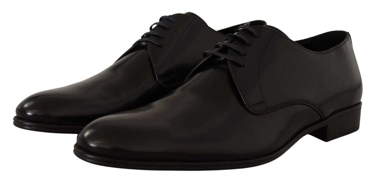 Chaussures Derby habillées à lacets en cuir noir Dolce & Gabbana