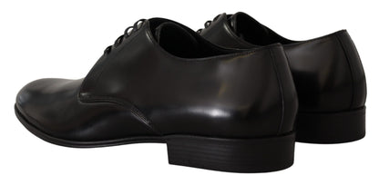 Chaussures Derby habillées à lacets en cuir noir Dolce & Gabbana
