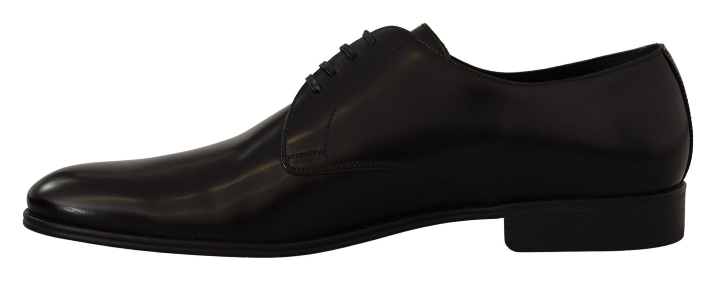 Chaussures Derby habillées à lacets en cuir noir Dolce & Gabbana