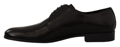 Chaussures Derby habillées à lacets en cuir noir Dolce & Gabbana