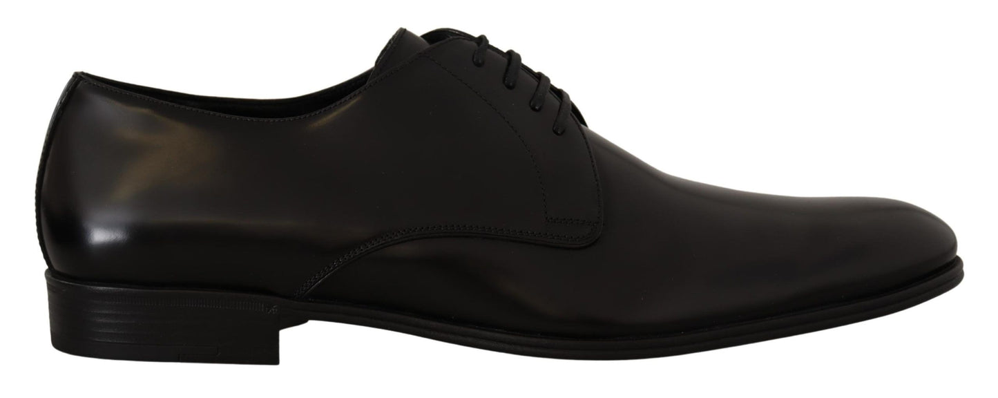 Chaussures Derby habillées à lacets en cuir noir Dolce & Gabbana