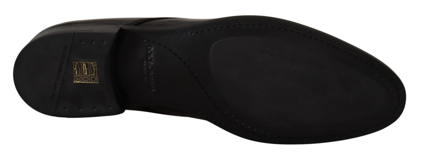Chaussures Derby habillées à lacets en cuir noir Dolce & Gabbana