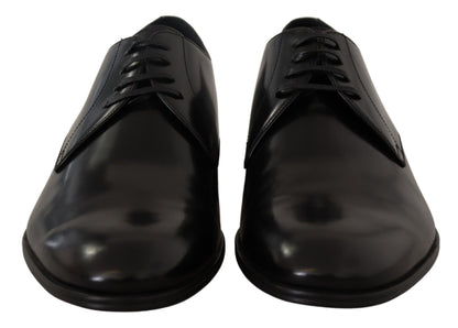 Chaussures Derby habillées à lacets en cuir noir Dolce & Gabbana