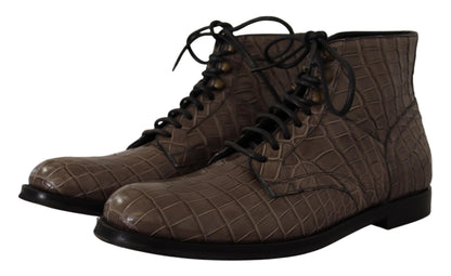 Bottes Derby Dolce & Gabbana en Cuir de Crocodile Gris
