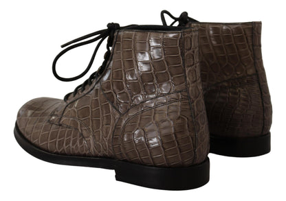 Bottes Derby Dolce & Gabbana en Cuir de Crocodile Gris