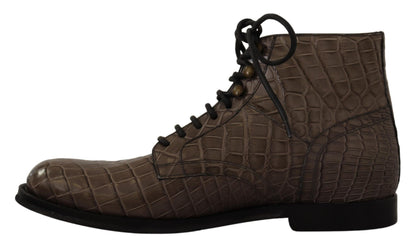 Bottes Derby Dolce & Gabbana en Cuir de Crocodile Gris
