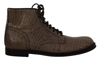 Bottes Derby Dolce & Gabbana en Cuir de Crocodile Gris