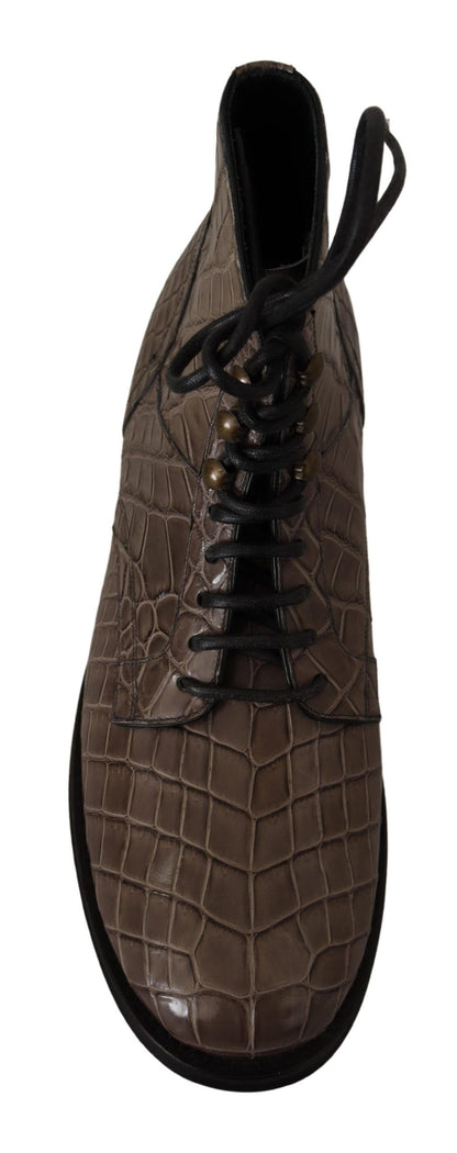 Bottes Derby Dolce & Gabbana en Cuir de Crocodile Gris
