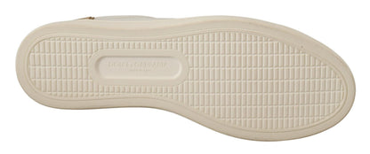 Baskets basses en cuir or blanc Dolce & Gabbana
