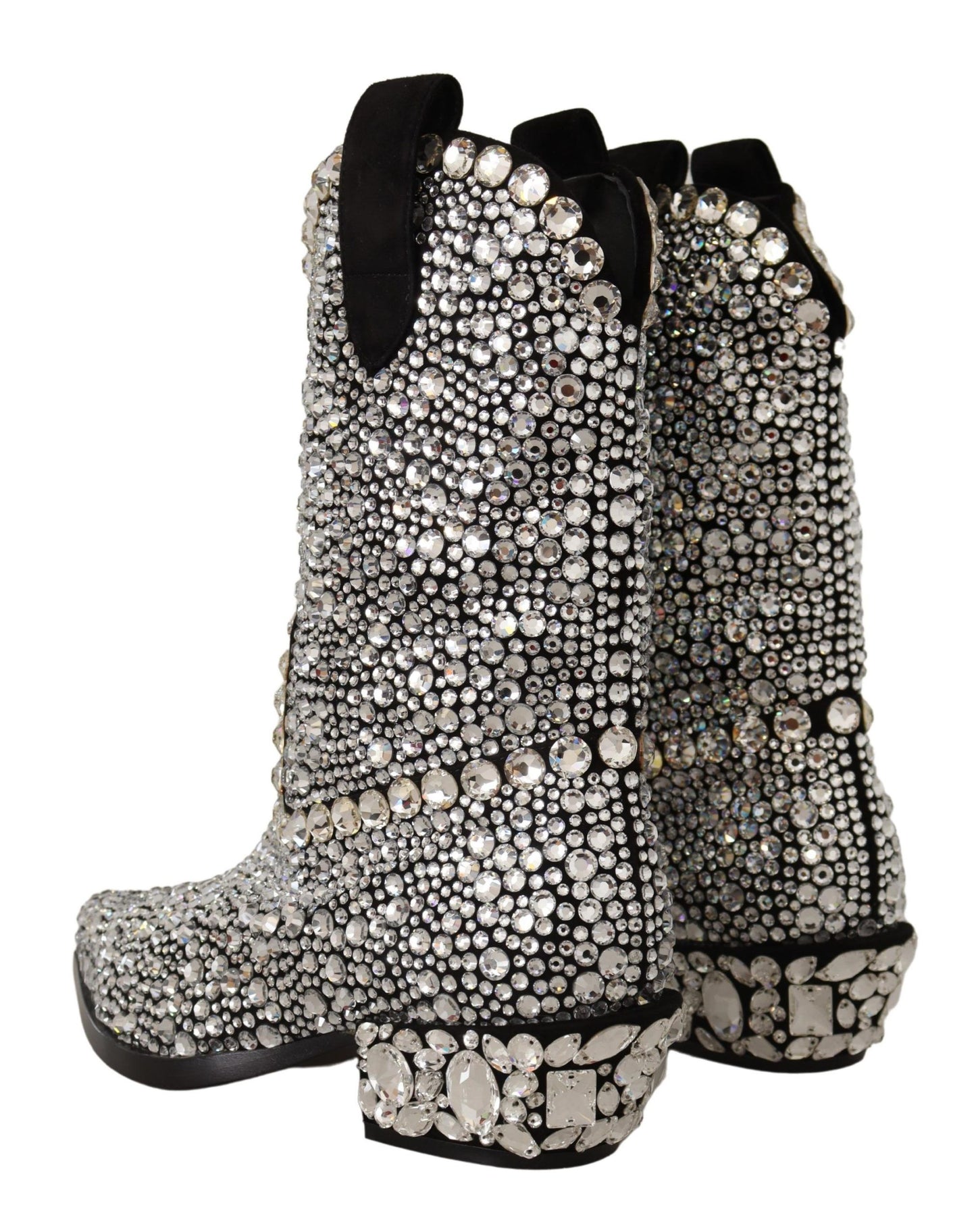 Bottes de cow-girl Dolce & Gabbana en daim noir et strass