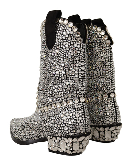 Bottes de cow-girl Dolce & Gabbana en daim noir et strass