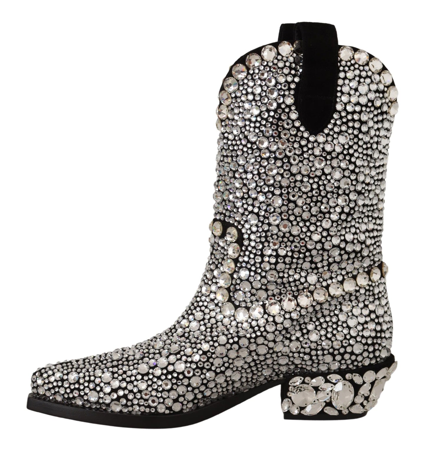 Bottes de cow-girl Dolce & Gabbana en daim noir et strass