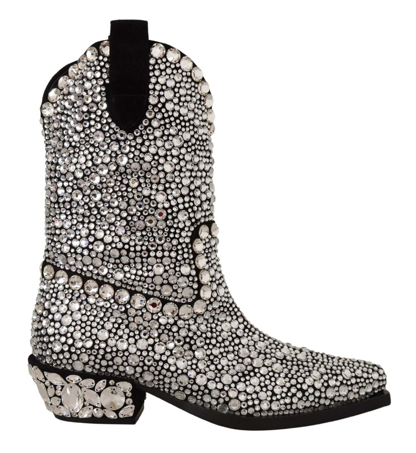 Bottes de cow-girl Dolce & Gabbana en daim noir et strass