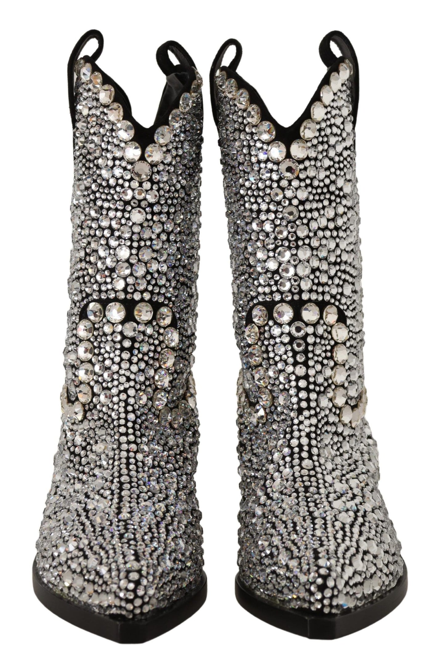 Bottes de cow-girl Dolce & Gabbana en daim noir et strass