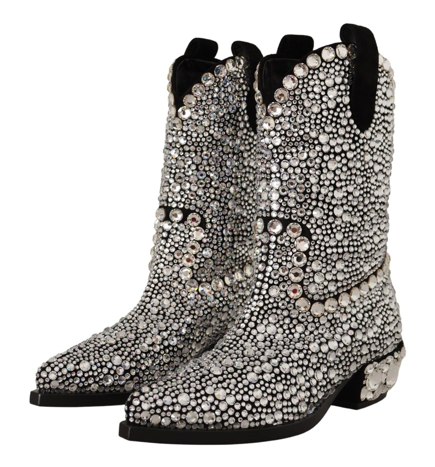 Bottes de cow-girl Dolce & Gabbana en daim noir et strass