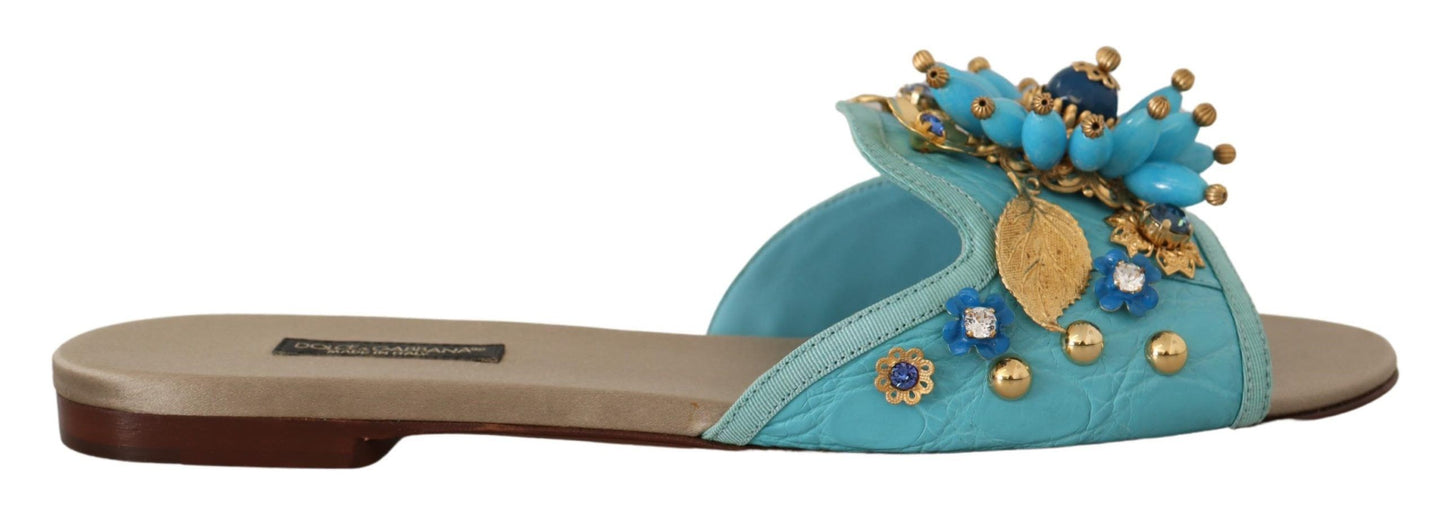 Sandales Dolce & Gabbana Blue Crystal en cuir exotique Blue Crystal