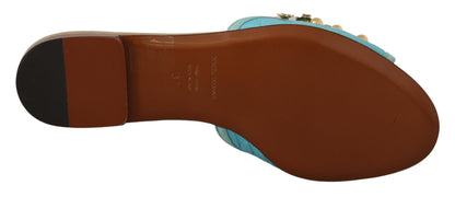 Sandales Dolce & Gabbana Blue Crystal en cuir exotique Blue Crystal