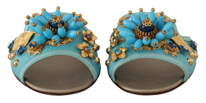 Sandales Dolce & Gabbana Blue Crystal en cuir exotique Blue Crystal