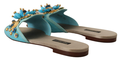 Sandales Dolce & Gabbana Blue Crystal en cuir exotique Blue Crystal