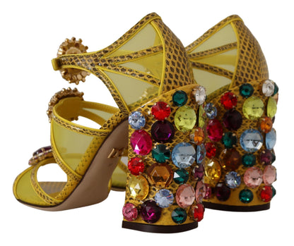 Sandales en cuir jaune et cristal Ayers Dolce & Gabbana