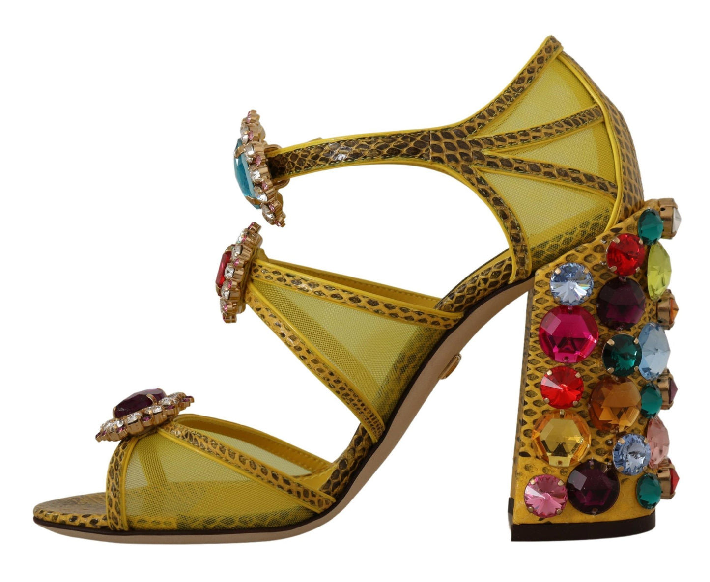 Sandales en cuir jaune et cristal Ayers Dolce & Gabbana