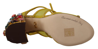 Sandales en cuir jaune et cristal Ayers Dolce & Gabbana