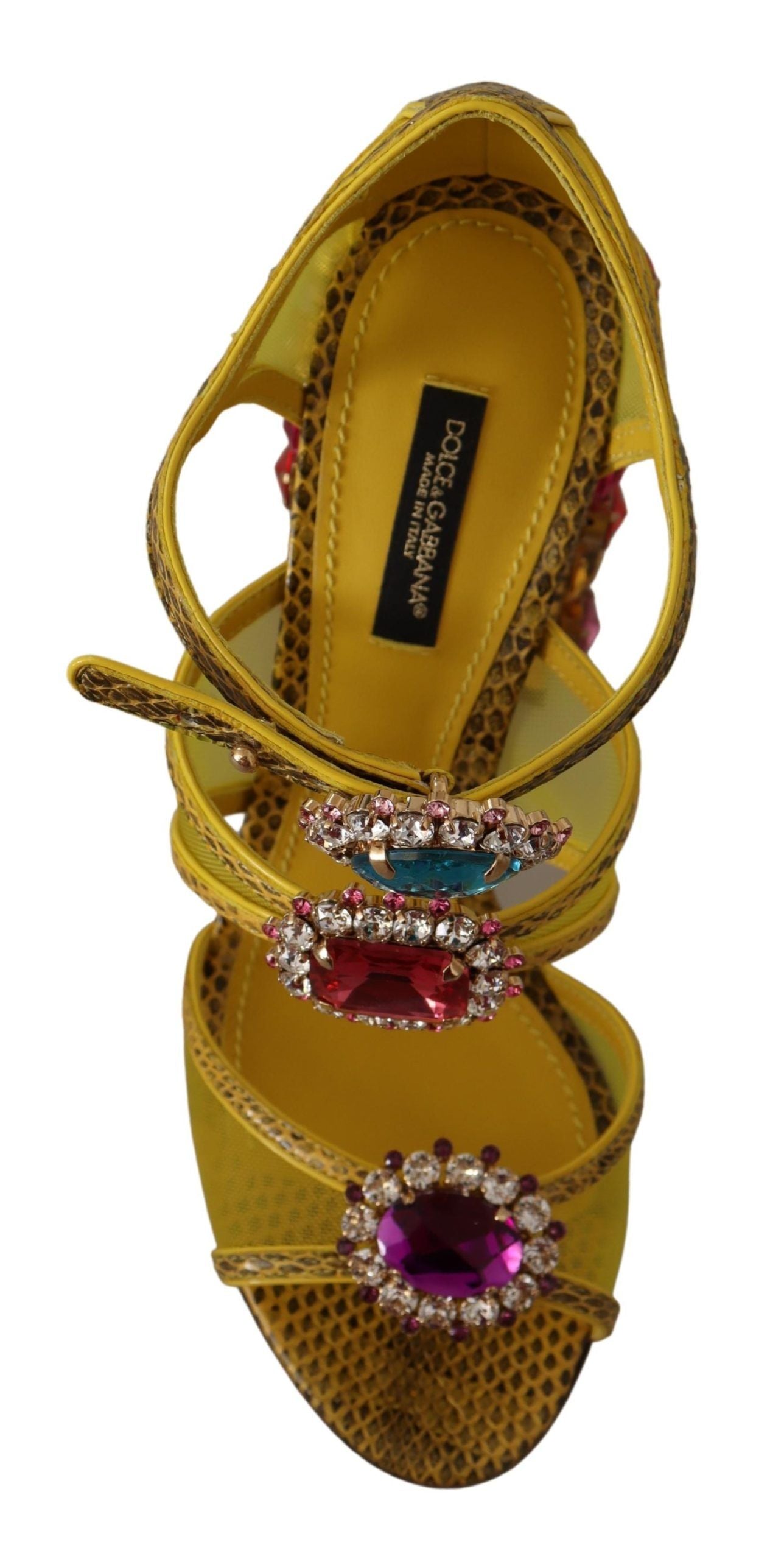 Sandales en cuir jaune et cristal Ayers Dolce & Gabbana