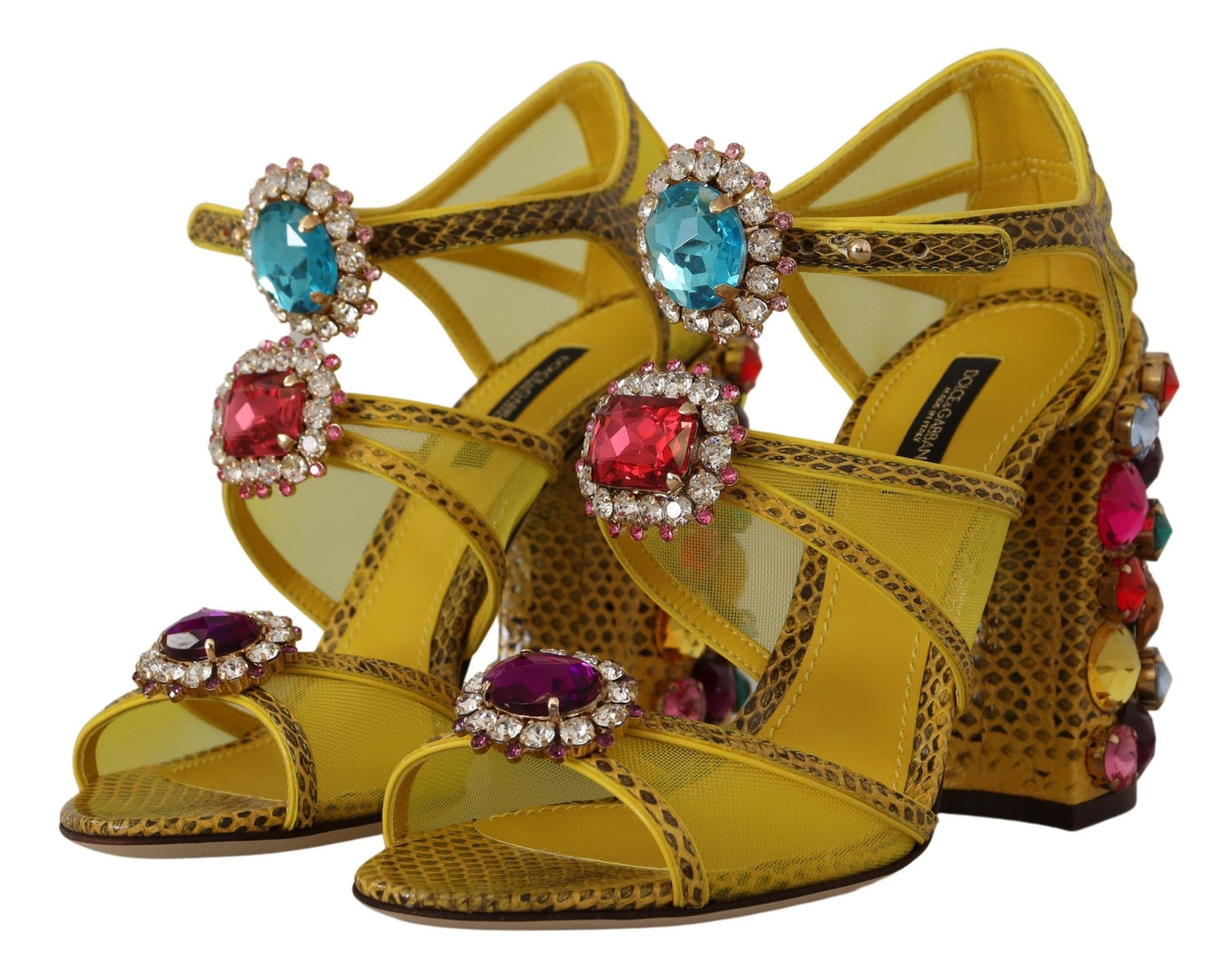 Sandales en cuir jaune et cristal Ayers Dolce & Gabbana