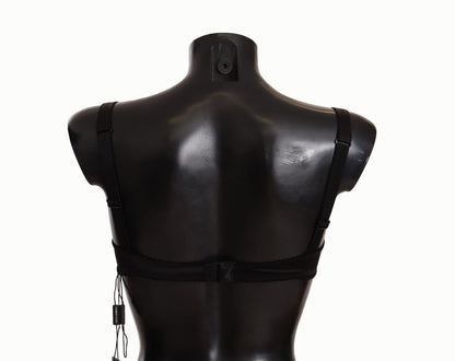 Soutien-gorge balconnet en satin et dentelle à pois noirs Dolce & Gabbana