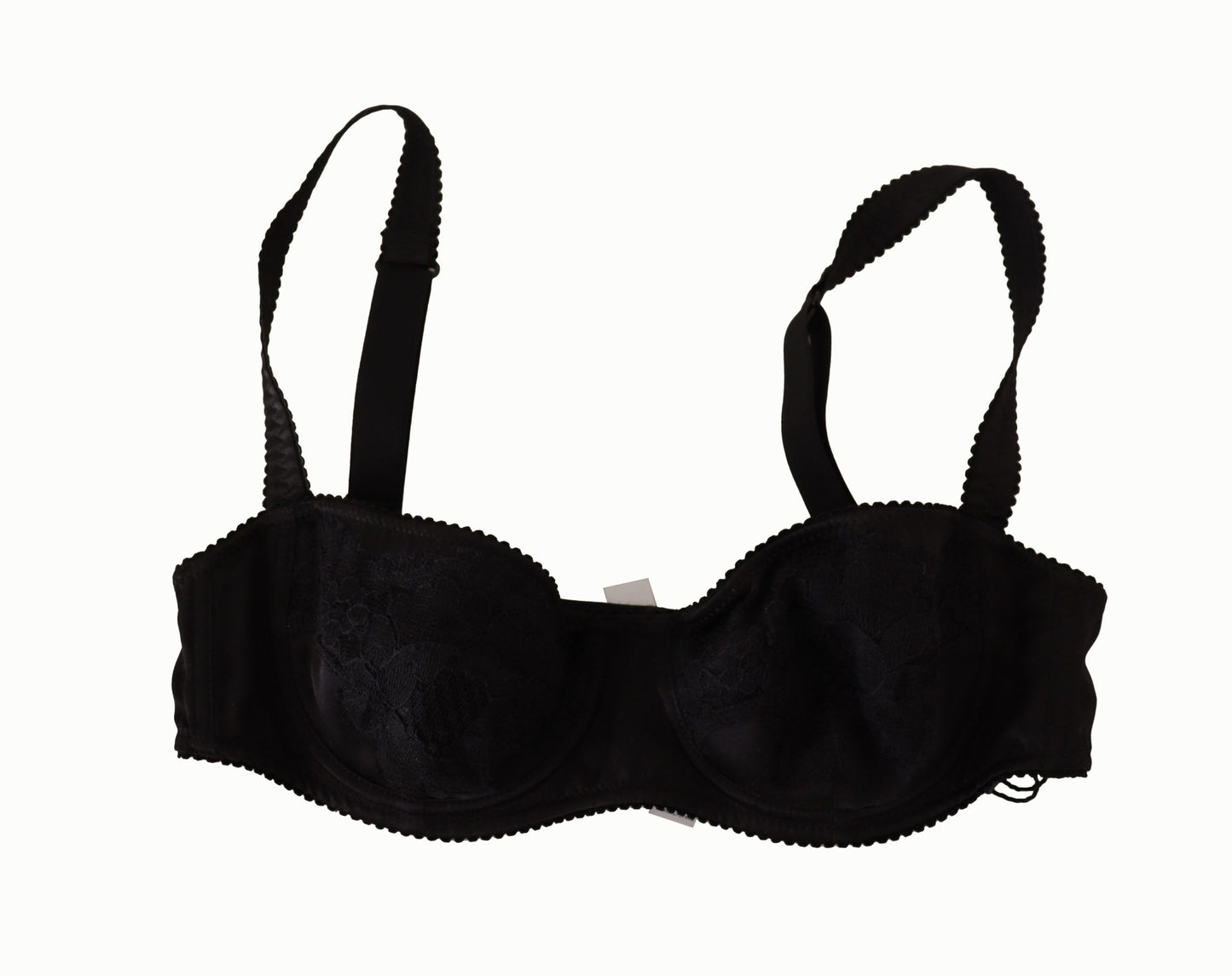 Soutien-gorge balconnet en satin et dentelle à pois noirs Dolce & Gabbana