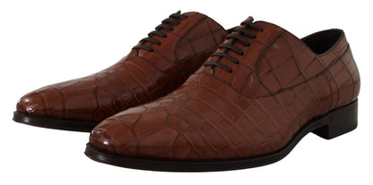 Chaussures Richelieu Homme Formelles en Cuir de Crocodile Marron Dolce & Gabbana