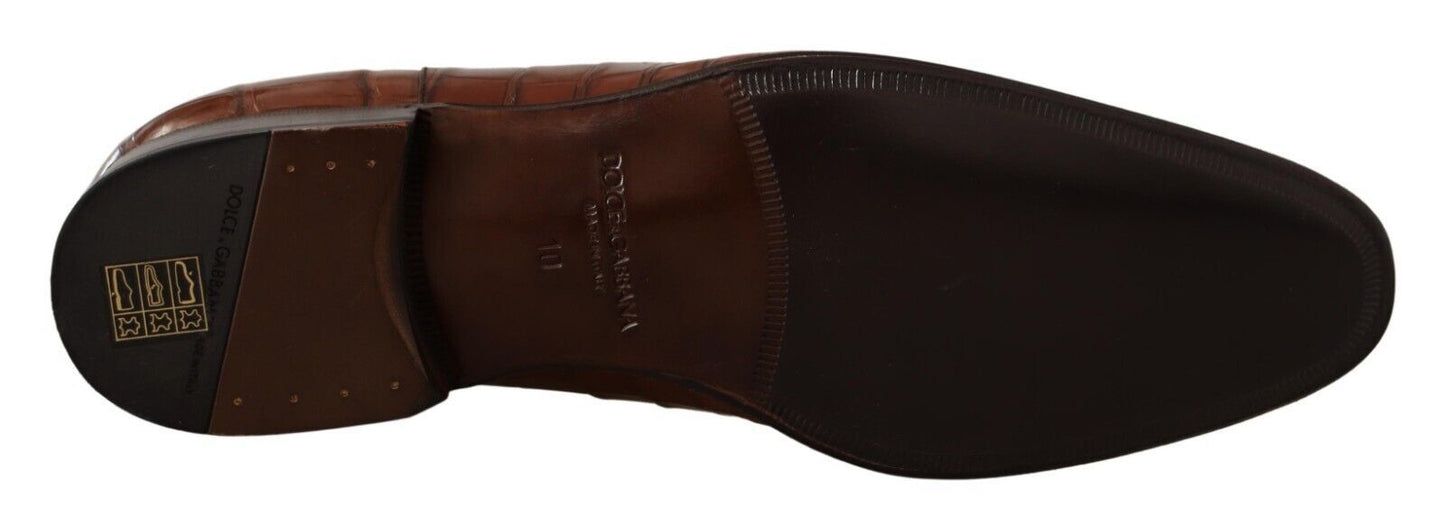 Chaussures Richelieu Homme Formelles en Cuir de Crocodile Marron Dolce & Gabbana