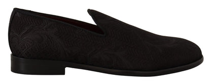 Chaussons Mocassins Dolce & Gabbana en Brocart Floral Noir