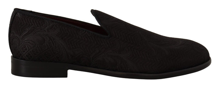 Zapatillas mocasines Dolce & Gabbana de brocado floral negro