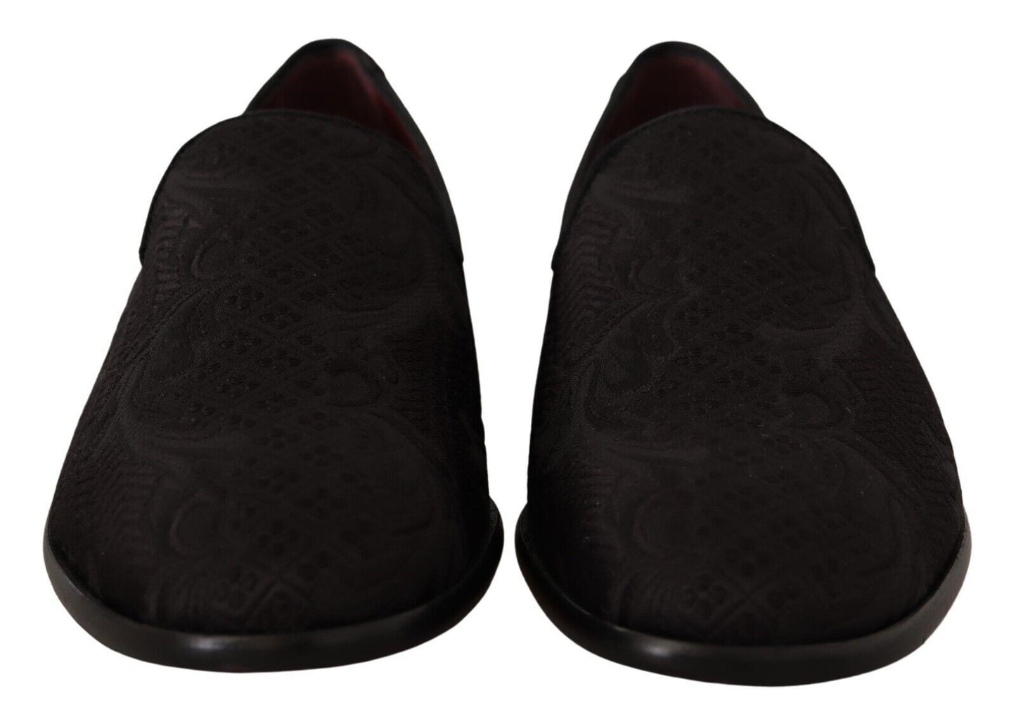 Chaussons Mocassins Dolce & Gabbana en Brocart Floral Noir