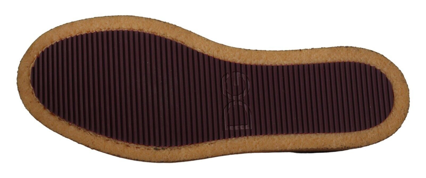 Chaussures mocassins plates à enfiler en cuir suédé marron Dolce & Gabbana