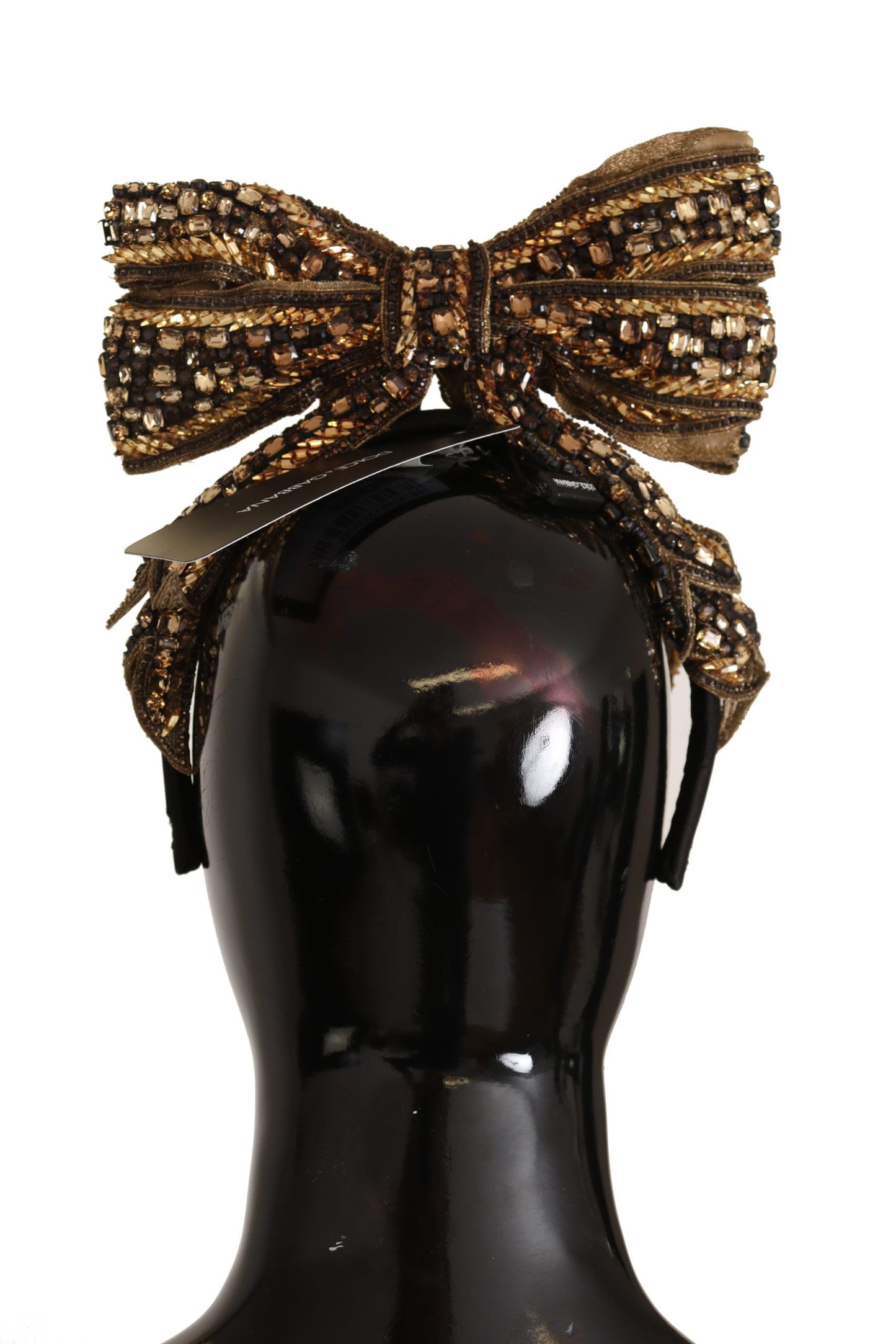 Serre-tête diadème Dolce & Gabbana en soie avec nœud à sequins et perles de cristal dorées