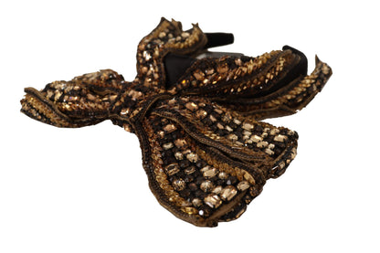 Serre-tête diadème Dolce & Gabbana en soie avec nœud à sequins et perles de cristal dorées