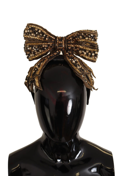 Serre-tête diadème Dolce & Gabbana en soie avec nœud à sequins et perles de cristal dorées