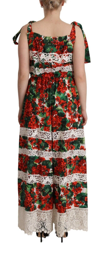 Longue robe maxi Dolce & Gabbana en dentelle imprimé géranium multicolore