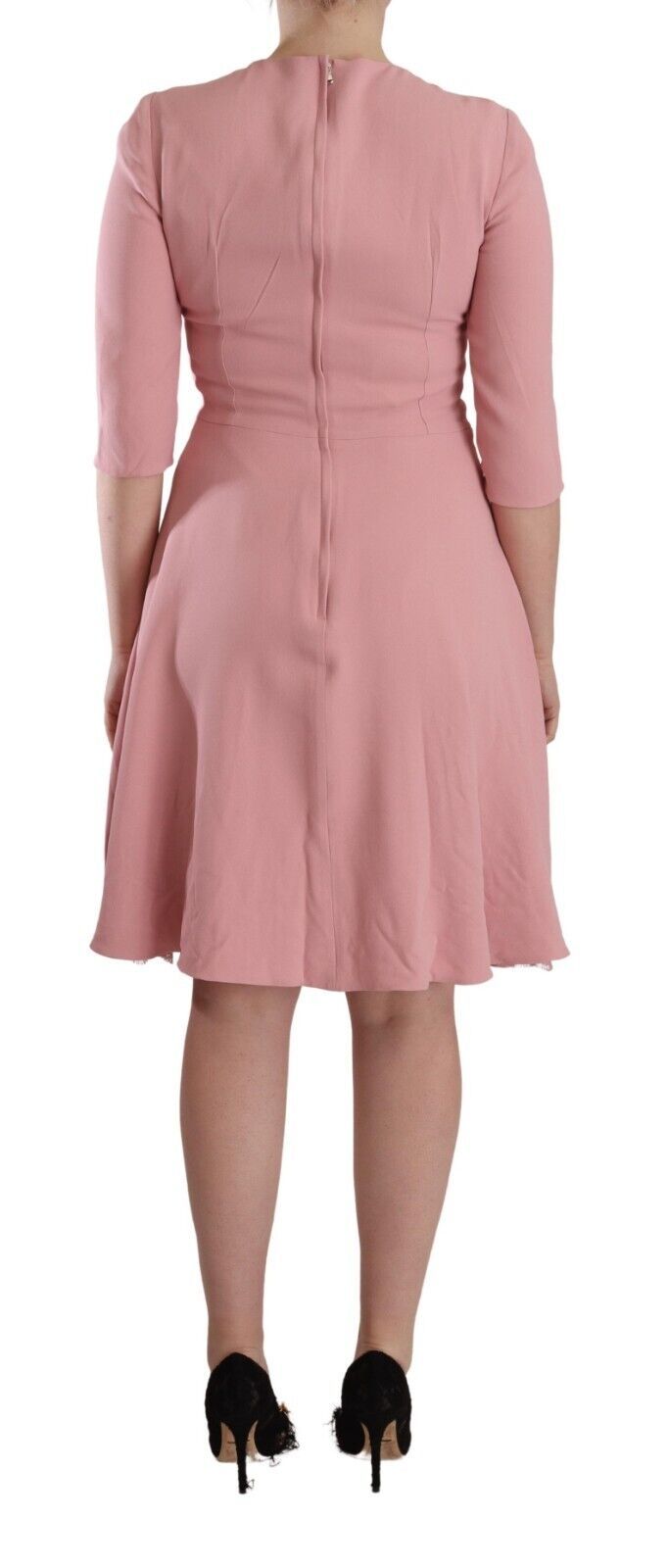 Robe trapèze rose Dolce & Gabbana en mélange de viscose à manches 3/4