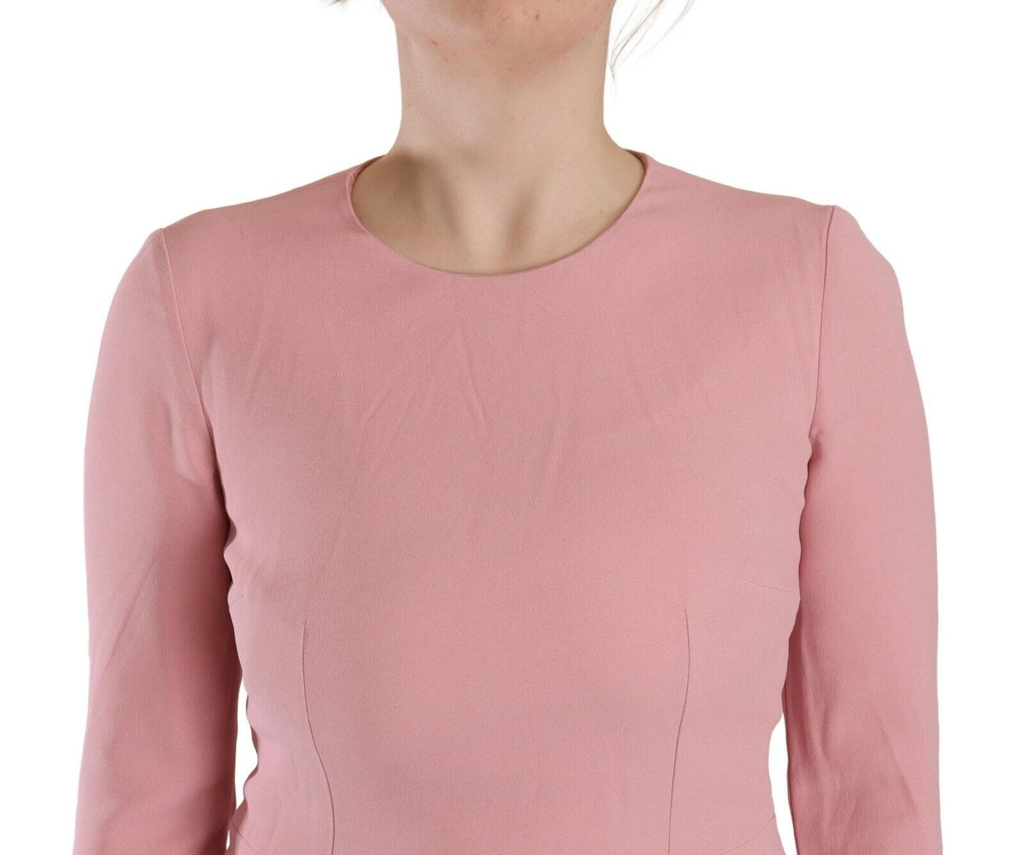 Robe trapèze rose Dolce & Gabbana en mélange de viscose à manches 3/4