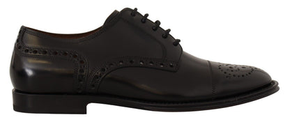 Chaussures Richelieu en cuir noir avec bout golf pour homme Dolce & Gabbana
