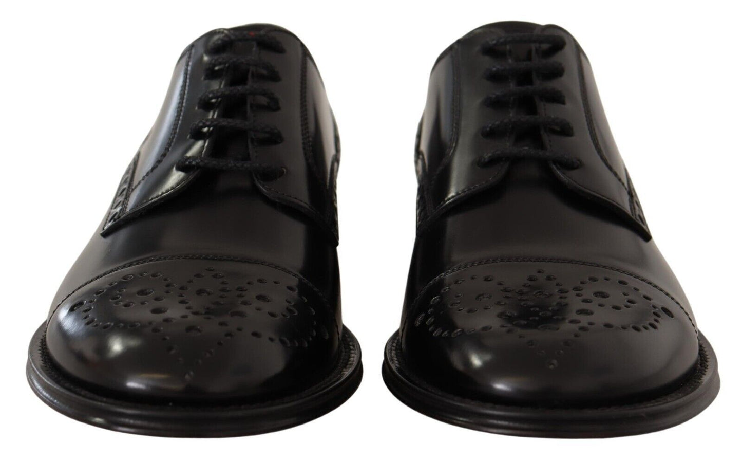 Chaussures Richelieu en cuir noir avec bout golf pour homme Dolce & Gabbana